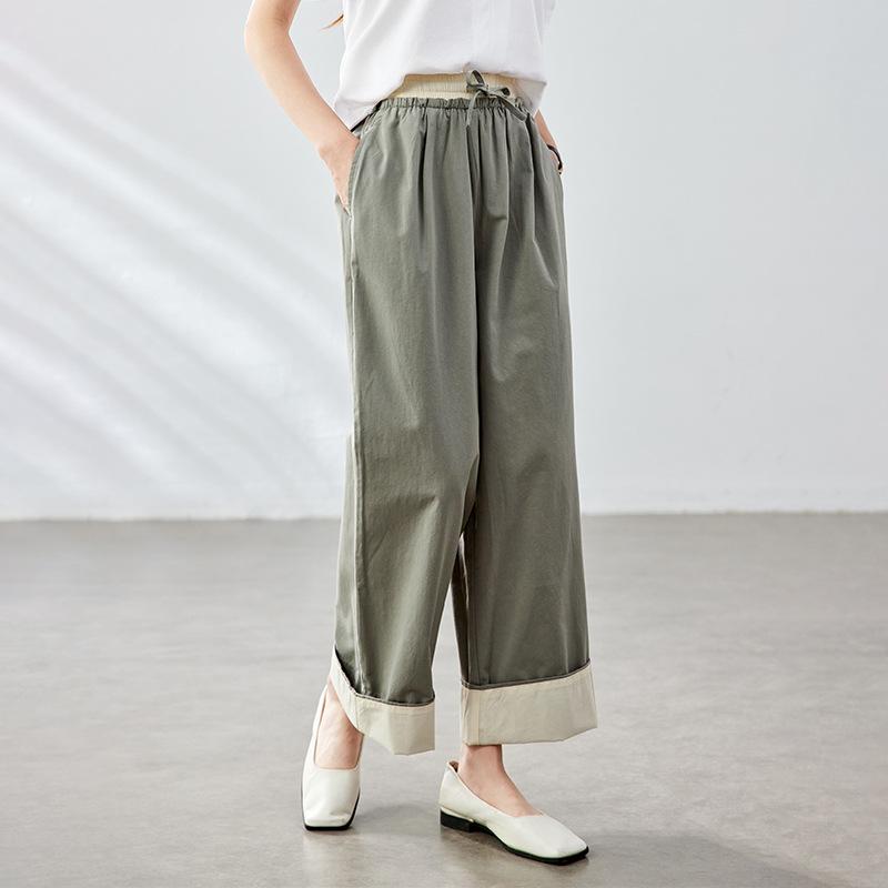 Sweet Japanese Casual Pants for Women In Summer New Style Trousers with Pure Cotton Patch Age Reduction Literary and Fresh Straight Pants