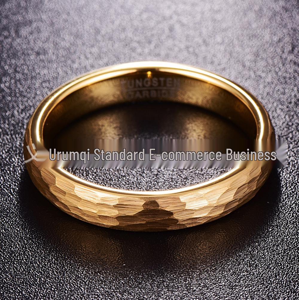 Elegant 4MM Gold Faceted Tungsten Ring, US Sizes 5-12