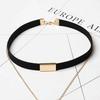 Fashion Choker Chain Strip Necklace Women Girls Double Chain Pendant Collar
