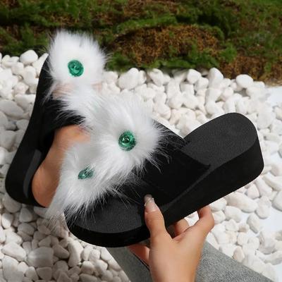 2024 High Quality Summer Women Slippers Platform Wedges Flip Flops Solid Color Women's Slippers