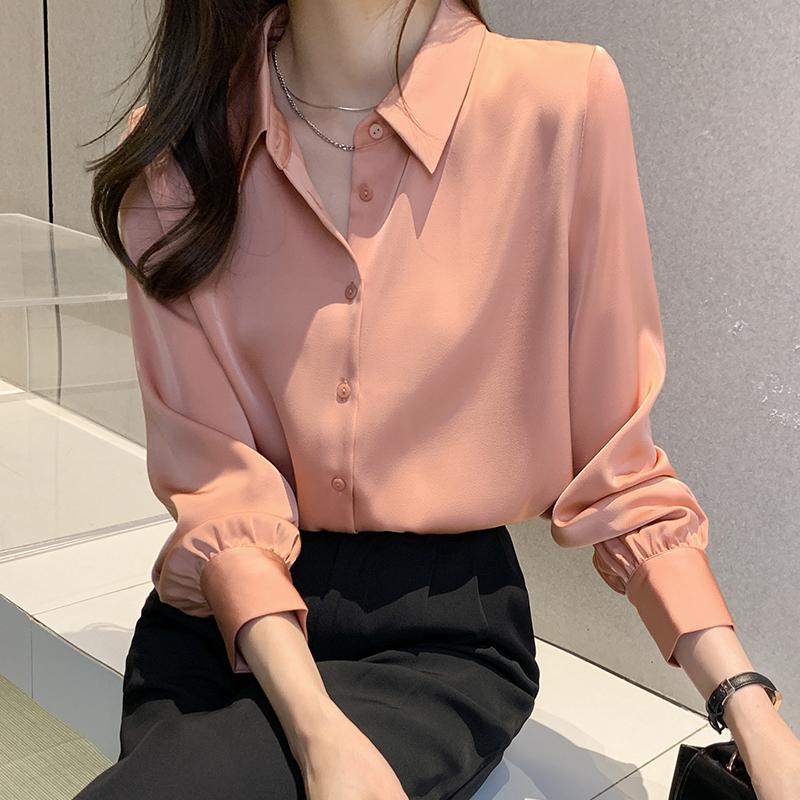 Fashion Blouses Shirts Long Sleeve Turn Down Collar Office Lady Chiffon Blouse Shirt Women Tops J751