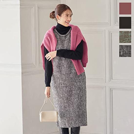 Kobe Lettuce Piping Jumper Dress Fleece Sumikuro [E2947]