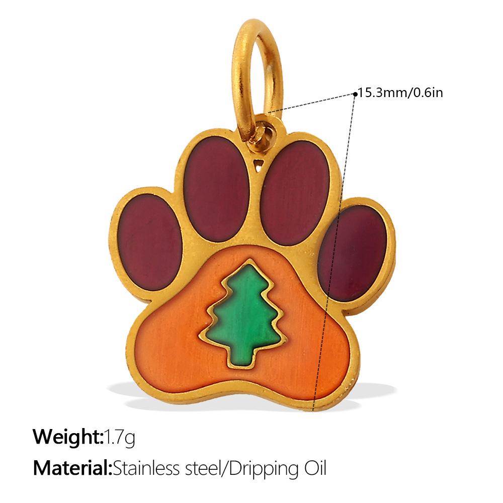  2Pcs Cartoon DIY Stainless Steel Drip Dog Paw Print Pendant Handmade Accessory Jewelry Gold Plated Charm Wholesale