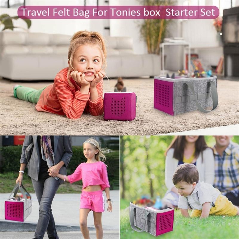 Foldable Carrying Box For Tonies Toniebox Starter Set Dust-proof Outdoor Travel Felt Cloth Case Storage Bag Speaker