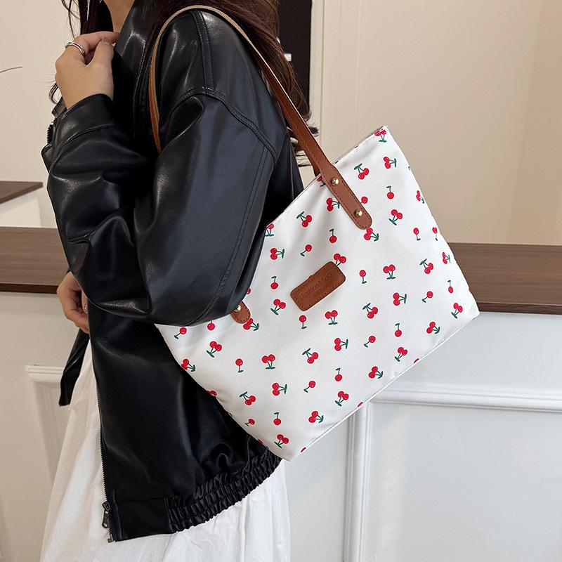 Sweet Cherry Print Shoulder Bag Large Capacity Trendy Women'S Handbag Tote Underarm Bag  Travel Storage Bag Birthday Gift