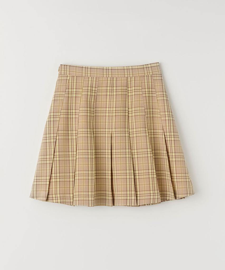 Selliteiljeu Check Pleated Mini Skirt_Yellow