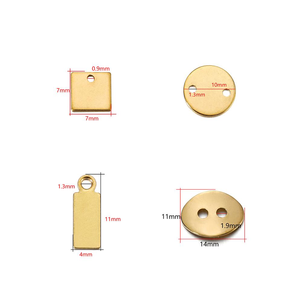 20-50pcs/lot Stainless Steel Square Pendants Charms Handmake For DIY Bracelet Necklace Jewelry Making Supplies Accessories