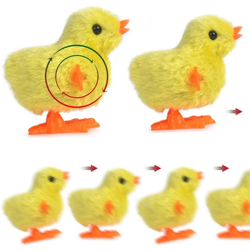 5pcs Novelty Jumping Chicken Easter Wind Up Chick Toys Gag Plush Baby Chicks Toys Favors Supplies Props Gift for Kids Boys Girls