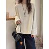 French Cuffs Thickened Round Neck Sweater for Women In Autumn Winter Soft and Waxy Inner Layering Knitted  Top