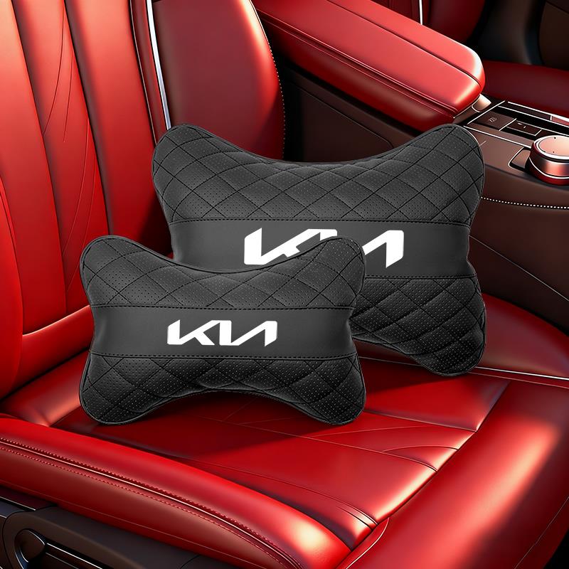 Car Seat Neck Pillow Leather Headrest Lumbar Waist Support Mat For KIA EV6 Stinger RIO Sorento Picanto Ceed Borrego Syros K4 K5