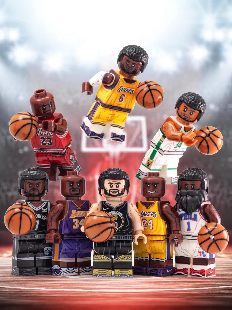 8 NBA Star Basketball Player Figurines & Keychain Building Blocks Set