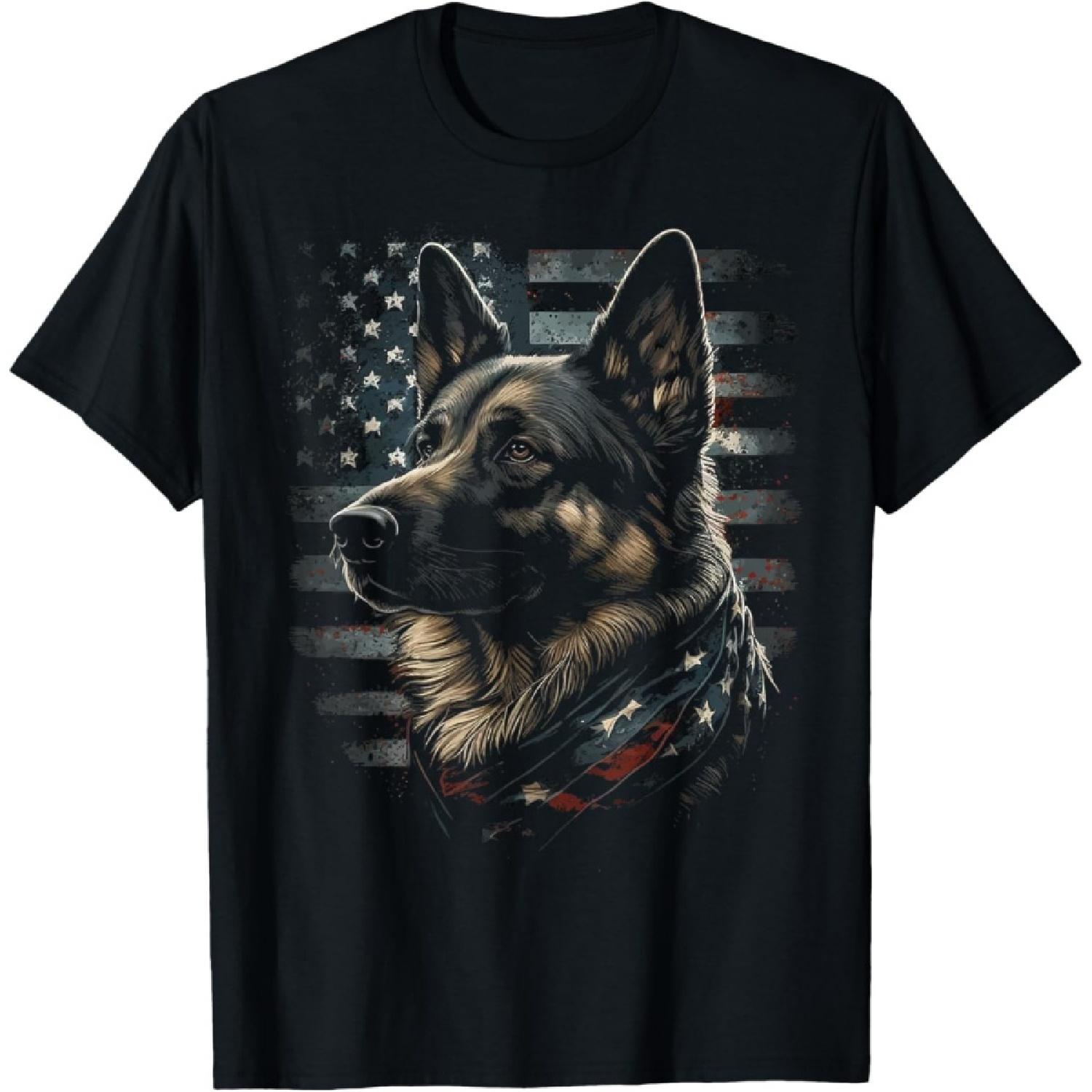 

German Shepherd USA Flag Patriotic Shepherd T-Shirt XXXXXL чорний