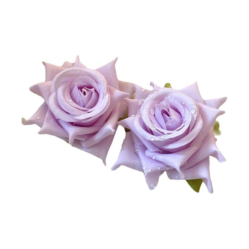 Cloth Floral Stud Earrings Solid Color Drop Earrings Retro Rose Flower Earrings  Women