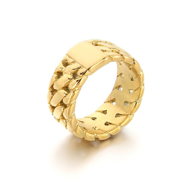 

Thick Cuban Chain Men s Rings Personalized Polished Stainless Steel Trendy Jewelry Punk Chunky Anillos Rock ID Accessory 13&Ring only