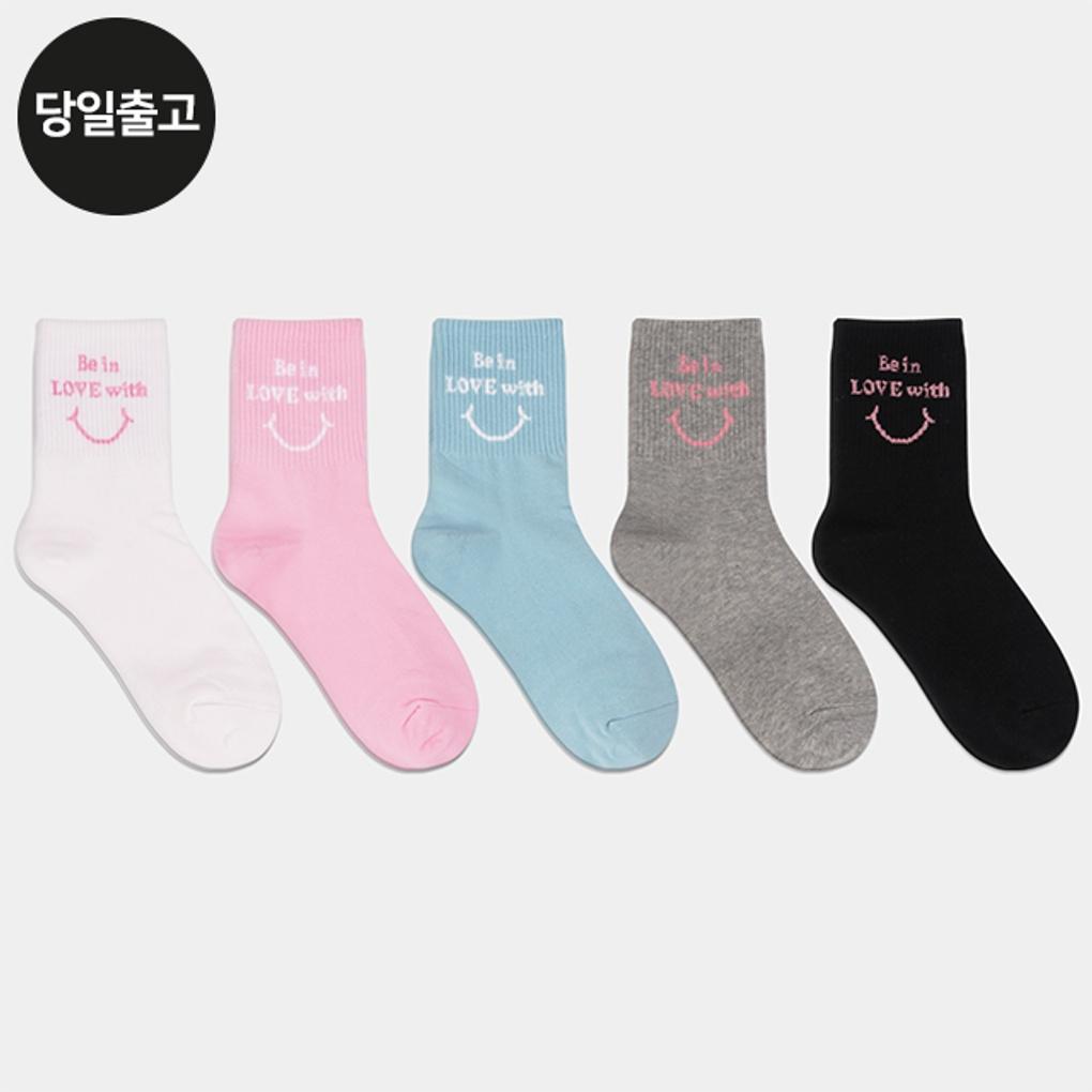 

PG Women s/Student Lettering Cover Medium Socks (5 Pairs) Set Daily Student Girls Fashion