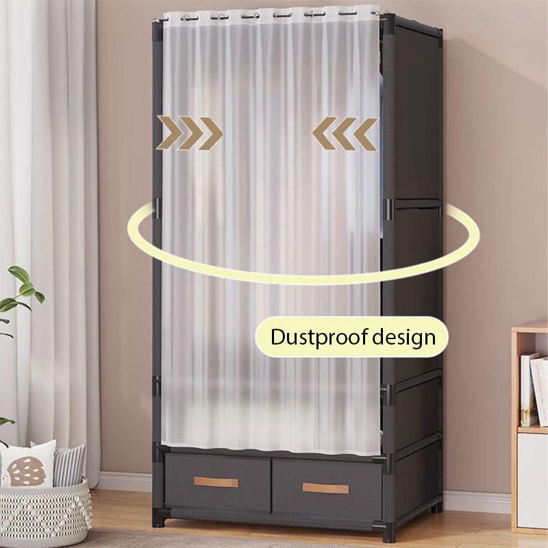 1 buc Organizator de garderobă de sine stătător, Sistem de rafturi portabil cu mai multe niveluri cu husă de praf - Ideal pentru sufragerii, dormitoare