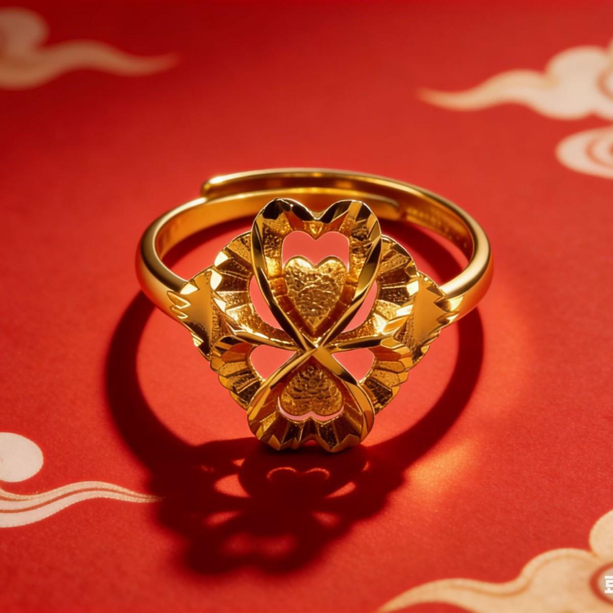 Elegant Vietnam Sand Gold Flower Open Ring for Women Adjustable Open золотой
