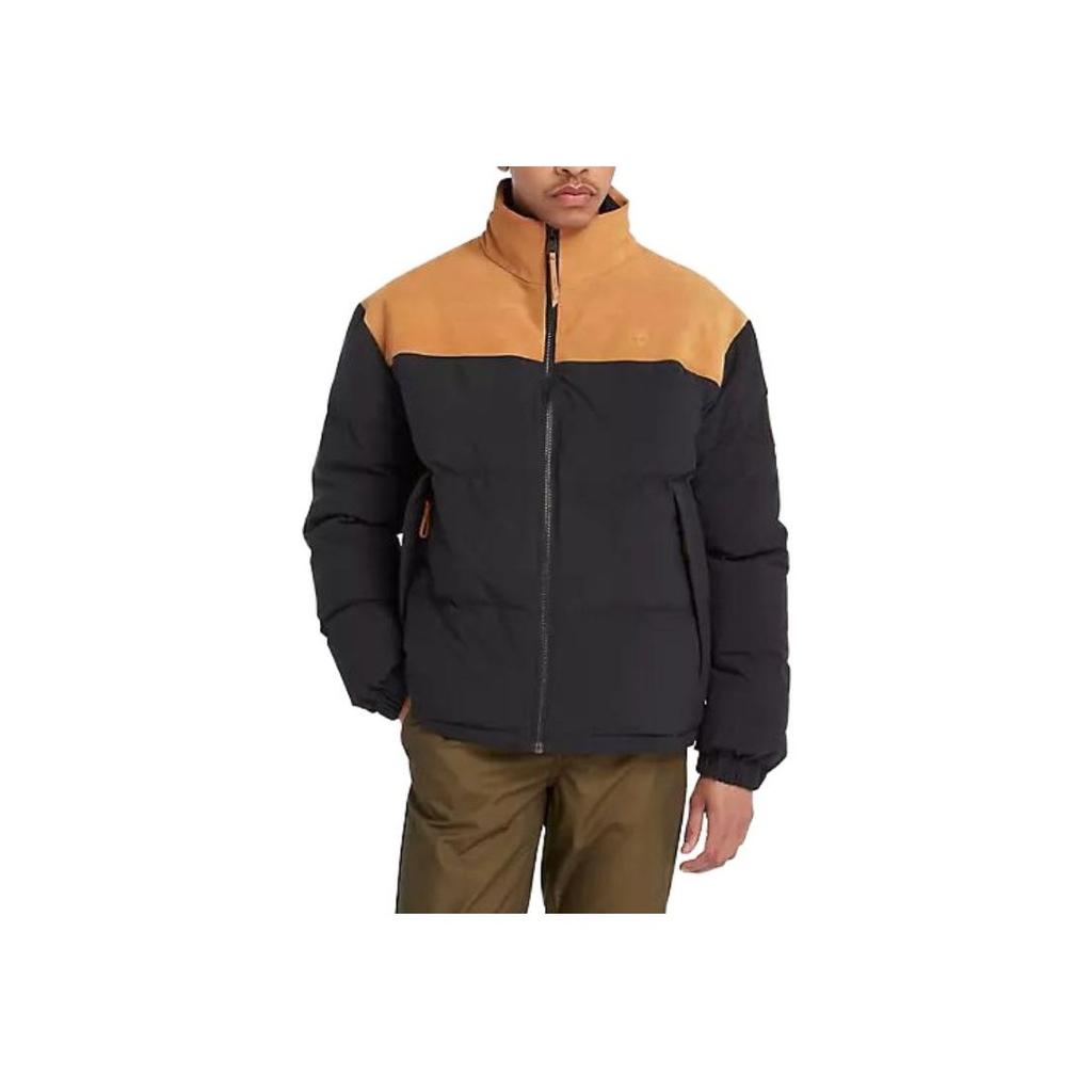 Timberland Mount Welch Water Repellent Puffer Jacket Color Block Letter High Neck Fleece Thick Jacket Men jackets Black A6G2N-001