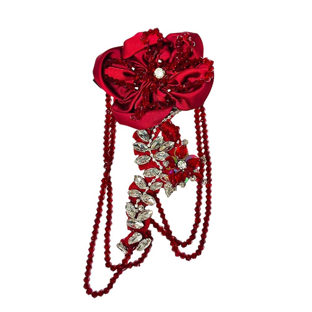 Cloth Fabric Flower Hand Sewn Handmade Flower Fashion Trimming Crystal Tassel  Garment Decoration