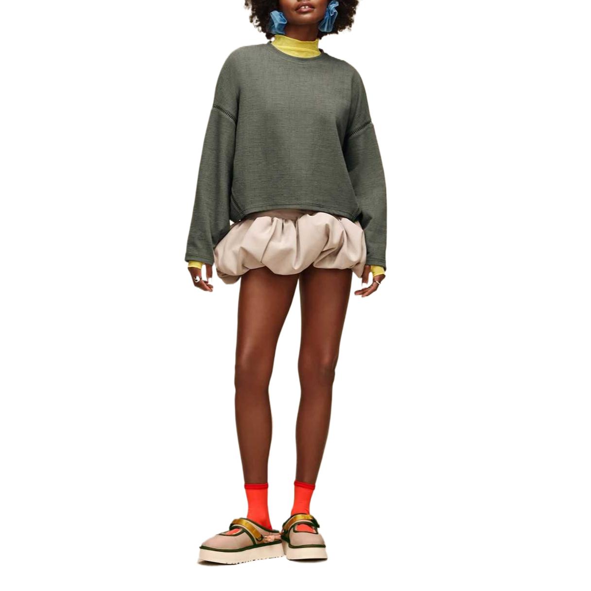 Ugg Hayvie Crewneck Solid Color Pullover Sweatshirt Women tops 1176455-GRNGR XS