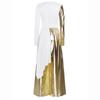 S-3XL Versatile Praise Dance Wear: Eye-Catching Metallic Patchwork Jumpsuit Featuring an Artistic Irregular Drape Design