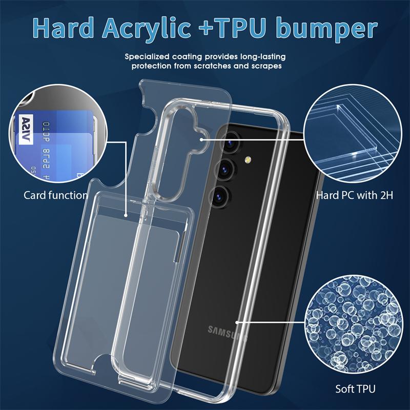 Case For Samsung S24 S25 Ultra Card Slots Wallet Clear Case For Galaxy Note 20 S21 S22 S23 S24 Ultra Plus Transparent Hard Cover