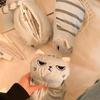 Kawaii Plush Pencil Case Gray Cat Style Large Capacity Bag Soft Makeup Holder for Students Office