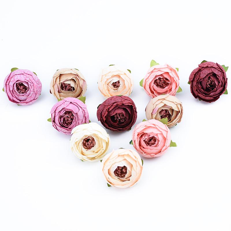 10pcs Artificial Flowers for Home Decoration Fake Plastic Flowers Christmas Garlands DIY Gifts Scrapbooking Silk Tea Roses
