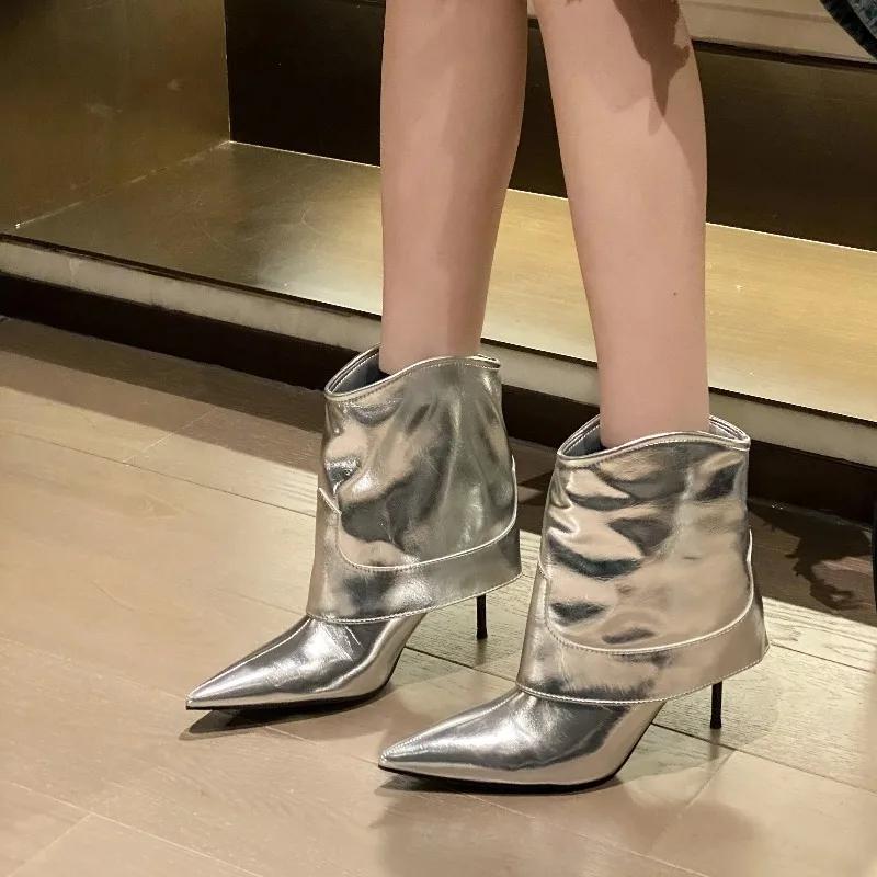 Fashion 2025 New French Retro Pointed Toe Stiletto High Heel Booties Feminine Versatile Fashion Boots