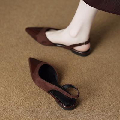 Sexy Pointed Toe Mid Heels Sandals Women Shoes Slingback Summer 2025 Trend Dress Leather Pumps New Elegant Party Sandalias Mujer