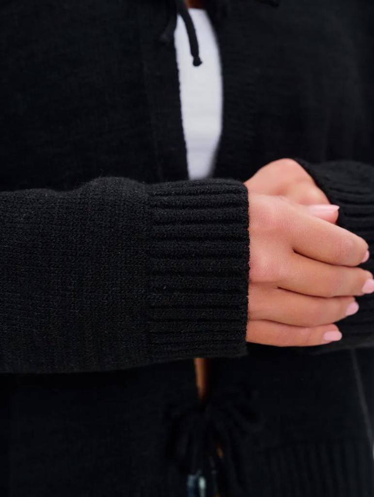 2025 Autumn/Winter European and American Women's Casual Loose Cardigan Tie Solid Color Knitted Sweater