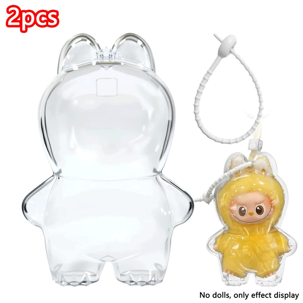 For Labubu 4.0 Pin For Love Transparent Protective Cover Monster Toy Elf Doll Cover Storage Box Display Cover For Party Dolls