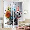 Set Of 2 Flat Printing Curtains Without Rod Ball Explosion Pattern Popular Versatile Polyester Festive Curtain