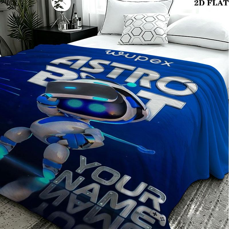 1PC ASTRO BOT Custom Name Patterned Flannel Blanket Suitable For All Seasons for Home Decor Warmth and Comfort Gifts Holiday Present