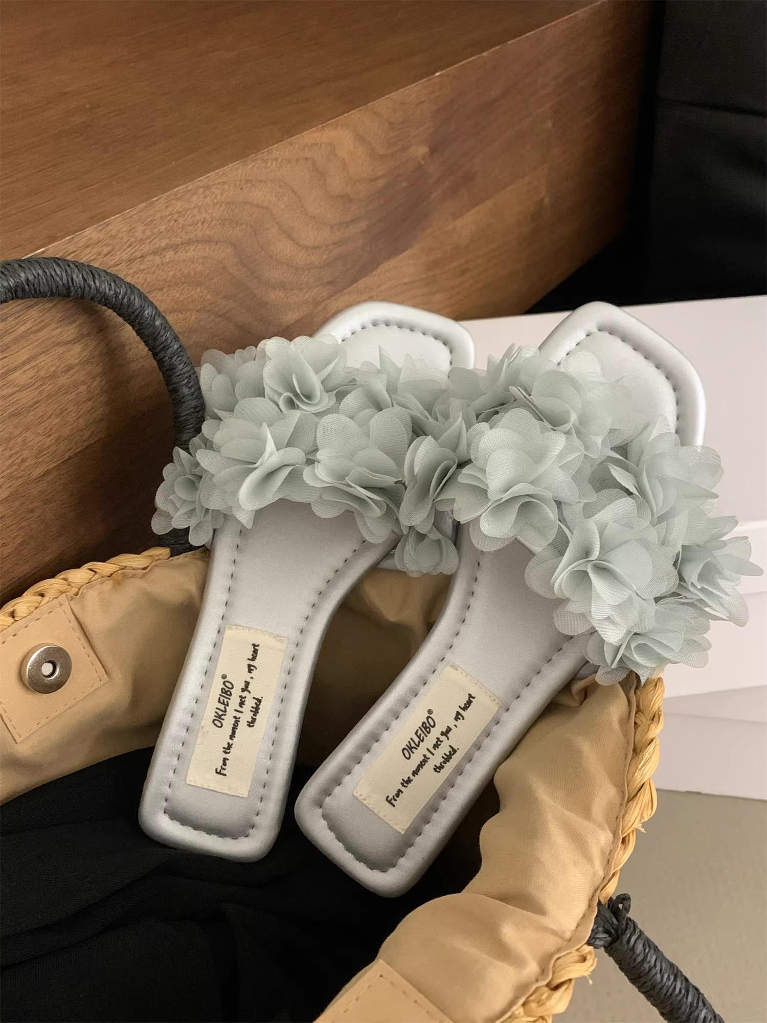 Women s Flower Flat Slippers Casual Comfortable Elegant Women s Sandals Summer Dress Outdoor Light Slippers 35