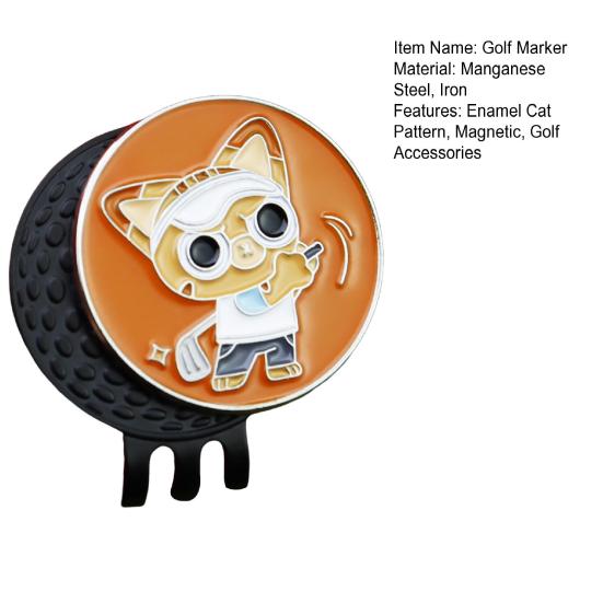 Enamel Cat Golf Ball Marker Magnetic Hat Clip Men Women Golfer Hats Pants Bags Visors Belts Metal Clip Golf Accessories Enthusiasts Gift