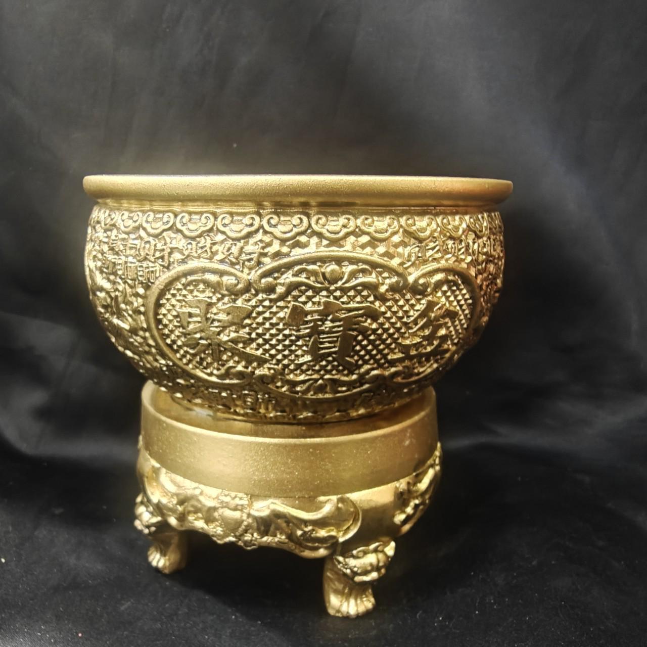 Imitation Copper Qilin Fortune Gathering Basin - Auspicious Home or Shop Ornament 11.5CM Qilin Fortune Basin Non-rotating