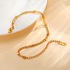 Minimalist Square Rice Bead Double-layer Bracelet, Women Stainless Steel 18K Gold Color Beads Chain Bracelet, Simple Jewelry