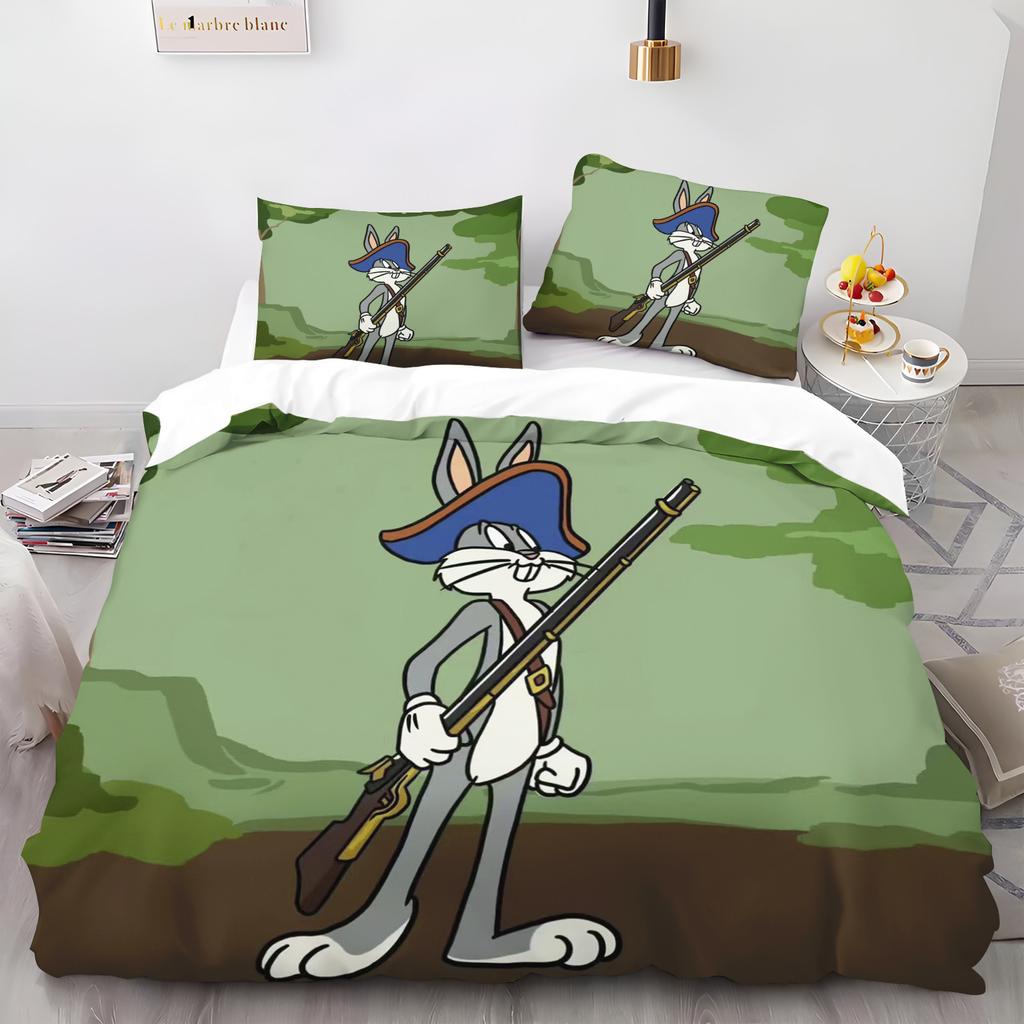 Bunny Cartoon Rabbit Quilt Cover Skin-Friendly and Breathable Duvet Comforter Warmth Children's Bedroom Bedding