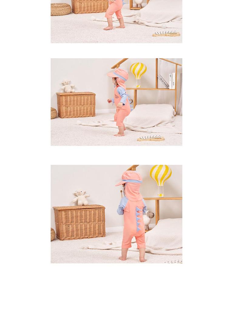 Kids' One-Piece Dinosaur Swimsuit with Sun Protection, Ages 0-7