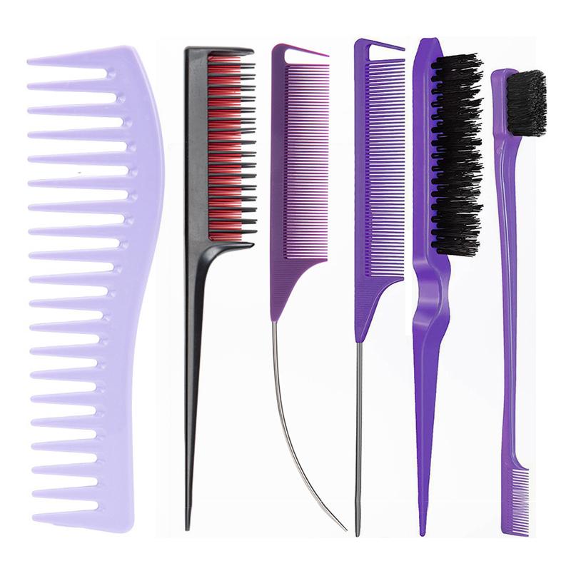 

6/11 шт. набор расчесок для укладки волос, щетка для волос, зажим для волос, тройная расческа, расчески для крысиного хвоста, кромочная щетка для волос, инструменты для хвоста
