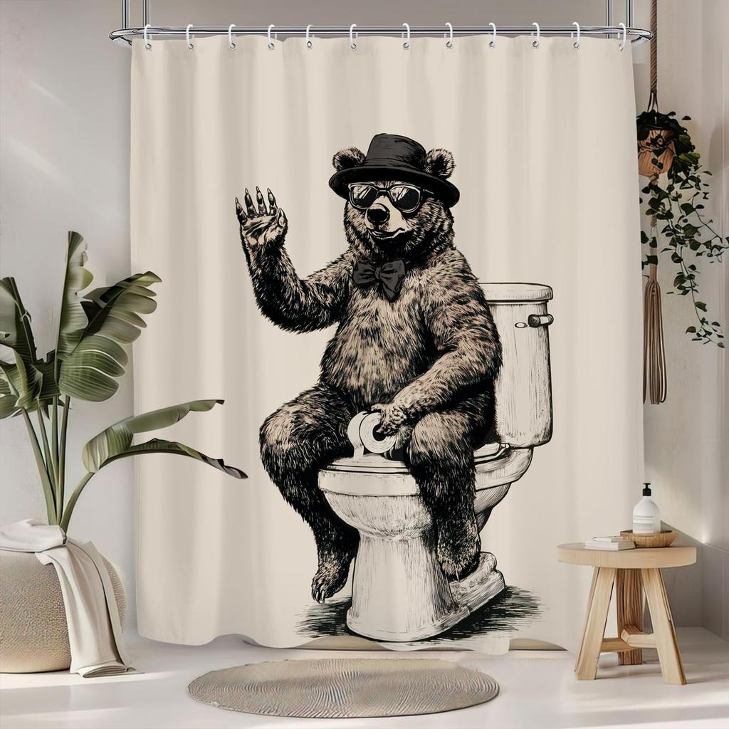 Lustiger Erdmännchen-Duschvorhang Niedliches Tier Lustig Interessant Tierwelt Haus Badezimmer Dekor Haken
