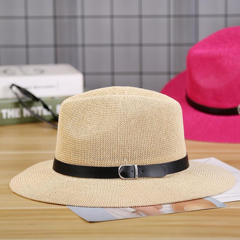 Hat Women's Summer Grass Yarn Simple Neutral Men's and Women's Sun Hats for Outdoor Travel and Leisure