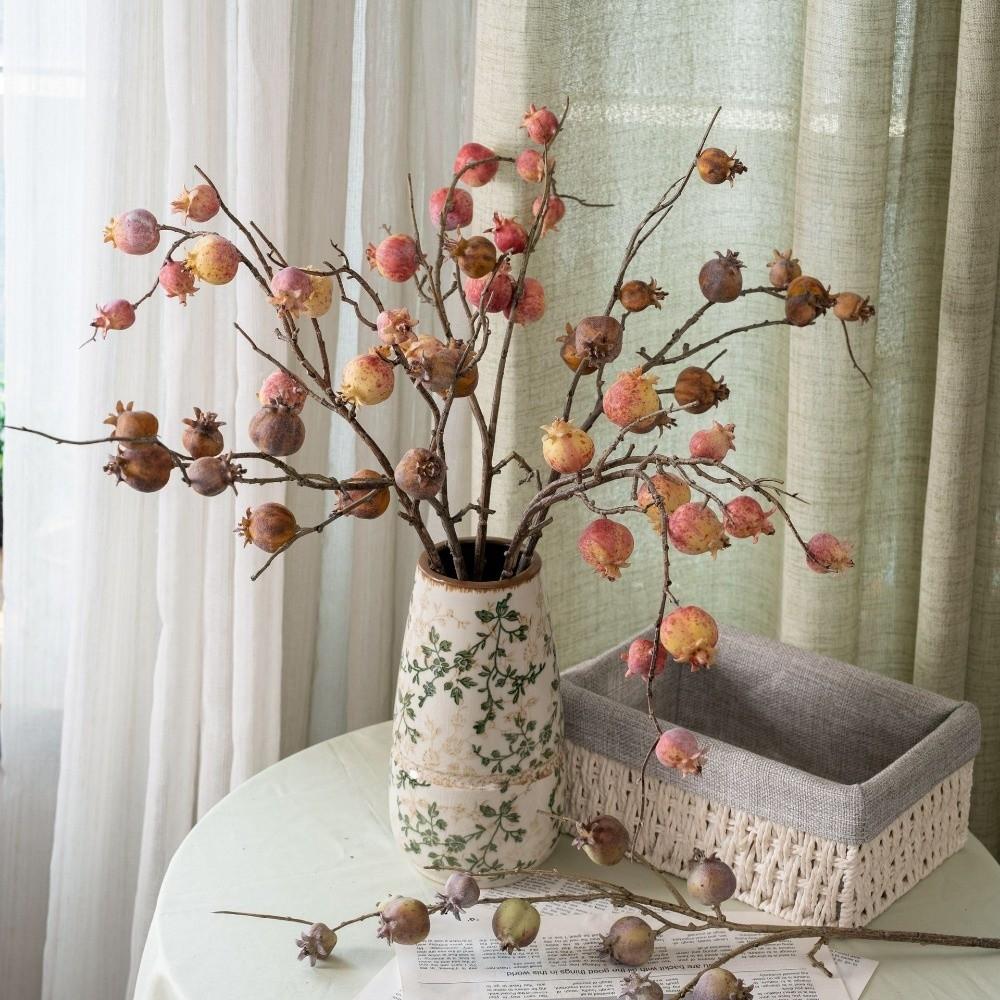 11 Fruit Artificial Pomegranate Branches Foam Decorative Artificial Faux Plants Floral Simulation Pomegranate Fruit Home Decor