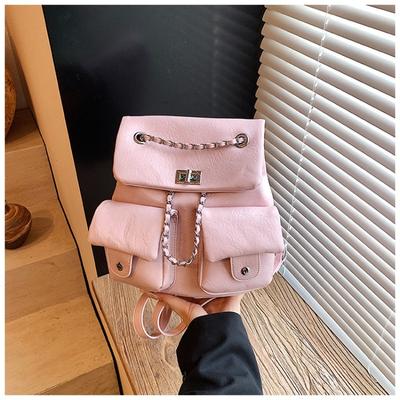 Retro Kettenrucksack Damen Casual Mode Nischendesign Studenten Schultasche Bucket Leichtgewichtiger Reiserucksack