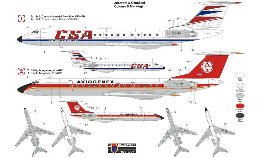 KP Model Passenger Plane Czech Airlines Plastic Model Kit KPM14410 1/144 Tu-134A Airlines/Abiogenex (Airplane)