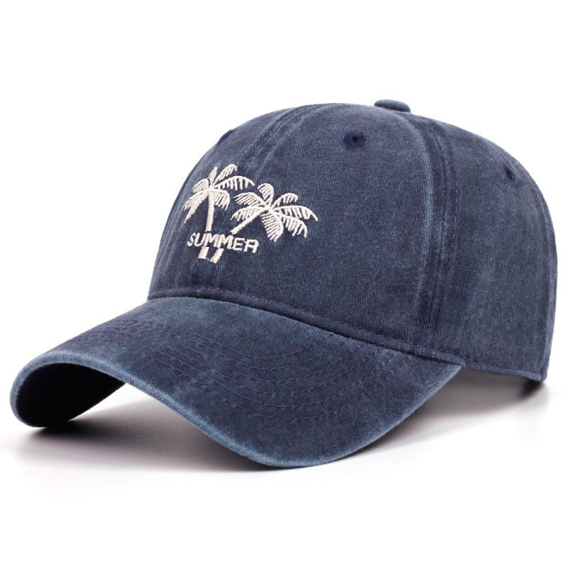 Doitbest Unisex Washed Cotton Cap Coconut Tree Embroidery Vintage Baseball Cap Men Women Casual Outdoor Dad Hats