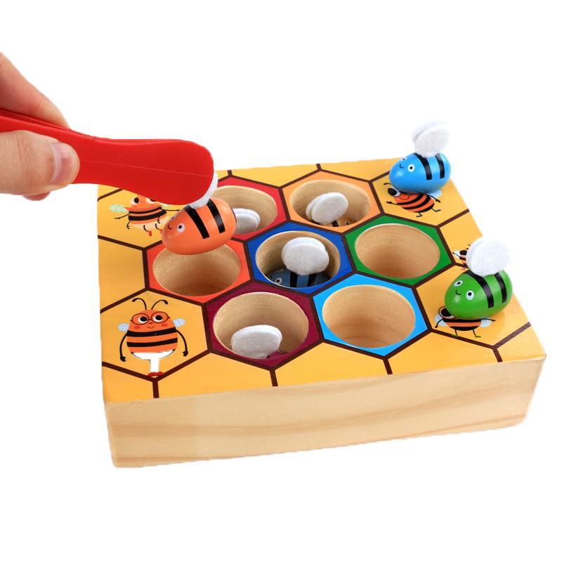 Baby Honeycomb Box Toys Children Grab Bee Games Clip Bee Toy  Color Recognition Intelligence Toy Montessori Benefit Wisdom Gift