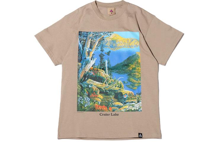 Nike ACG T Shirts Men s Khaki Crew Neck Moderate Straight Fit DA4878-247 S