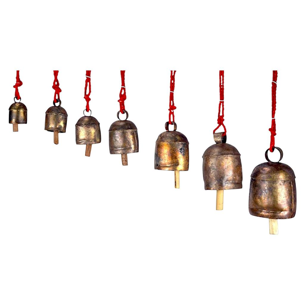 Handmade Rustic Bells Wind Chimes for Outdoor Patio 55inch, Farmhouse Door Decor, Christmas Ornaments, Boho Hanging Bell with Soothing Chime
